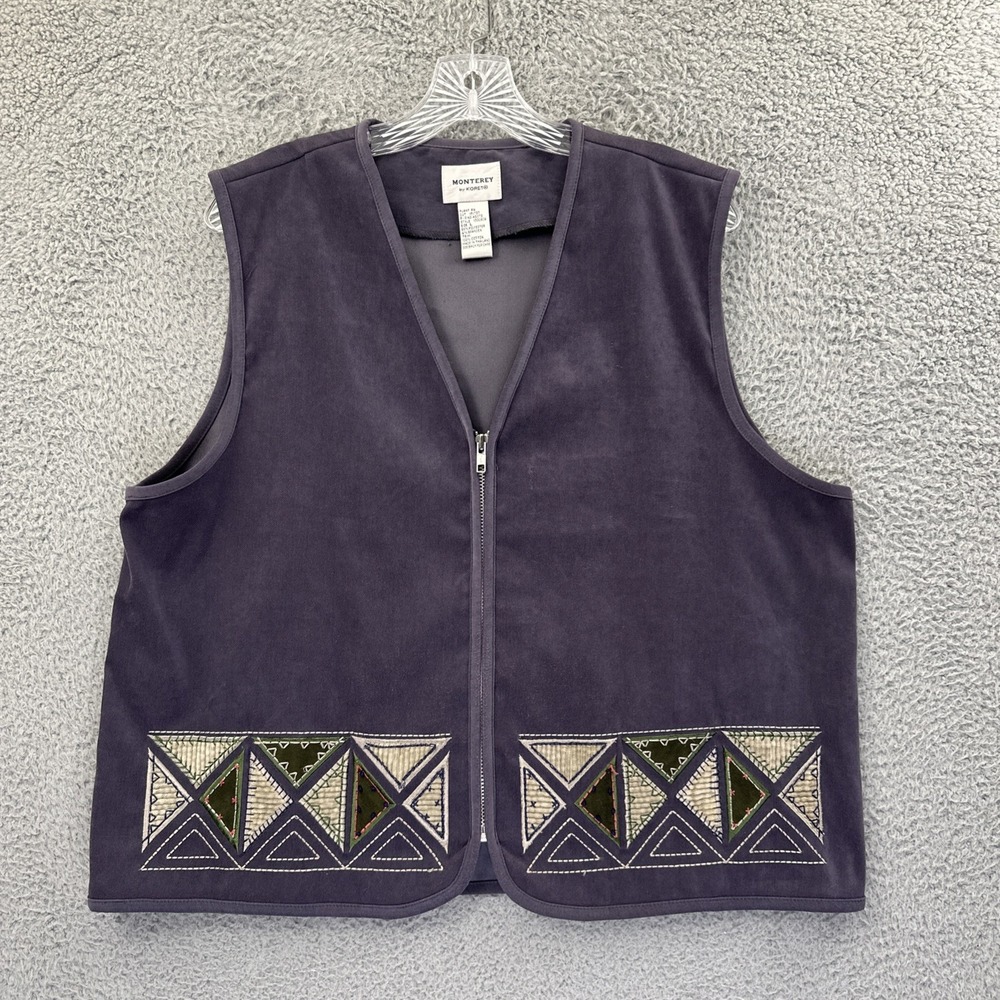Vintage Monterey By Koret Full Zip Vest Folk Boho Embroidered Western Size Large